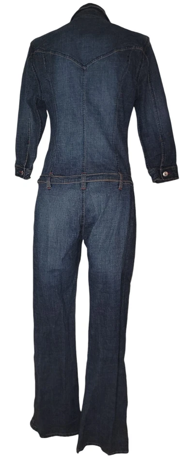 Винтажный Y2k Ecko красный Sz L женщин синий с заклепками с надписью ремень широкие ноги джинсовой ткани комбинезон - Изображение 2 из 4