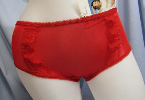 Vintage Javel Nylon and Lace Hip-hugger Panty W 24-32 in. Red NWT SZ 6 - Afbeelding 1 van 9