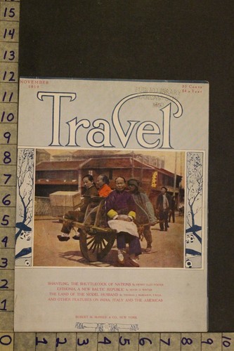 1919 SHANGHAI CHINA PASSENGER RICKSHAW TRAVEL MAG ORIGINAL COVER ART WA74