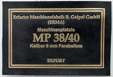 PRESENTATION CUSTOM DISPLAY CASE TRADE LABEL for Schmeisser MP 38/40 MP 38 MP 40