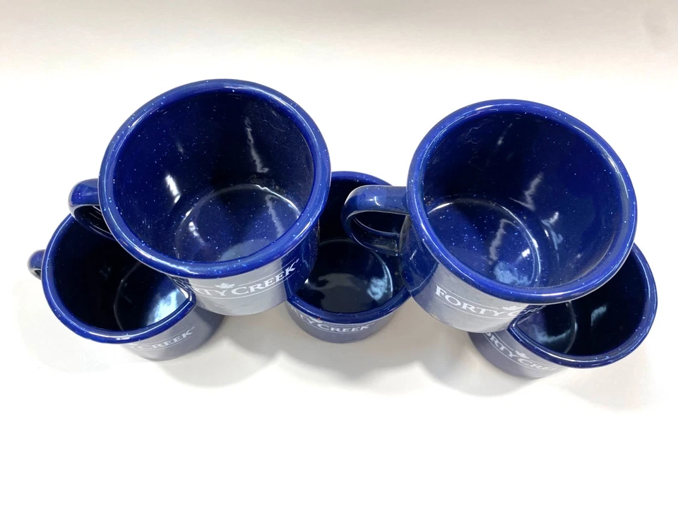 5 Metal Forty Creek Speckled Coffee Mugs Camp Style - Image 2 of 2