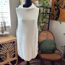Free People Dove White Ribbed Knit Sleeveless Pullover Sweater Dress