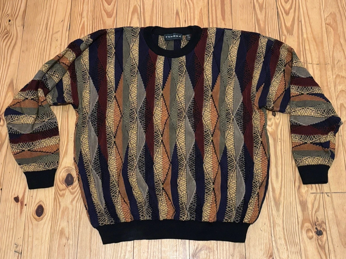 Coogi Style 3D Textured Multicolor Knit Sweater 90s Tundra XXL