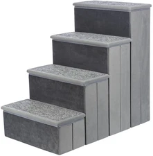 Velour Dog Stairs with Tread Steps - 4 Step Pet Stairs for Beds and Couches -...