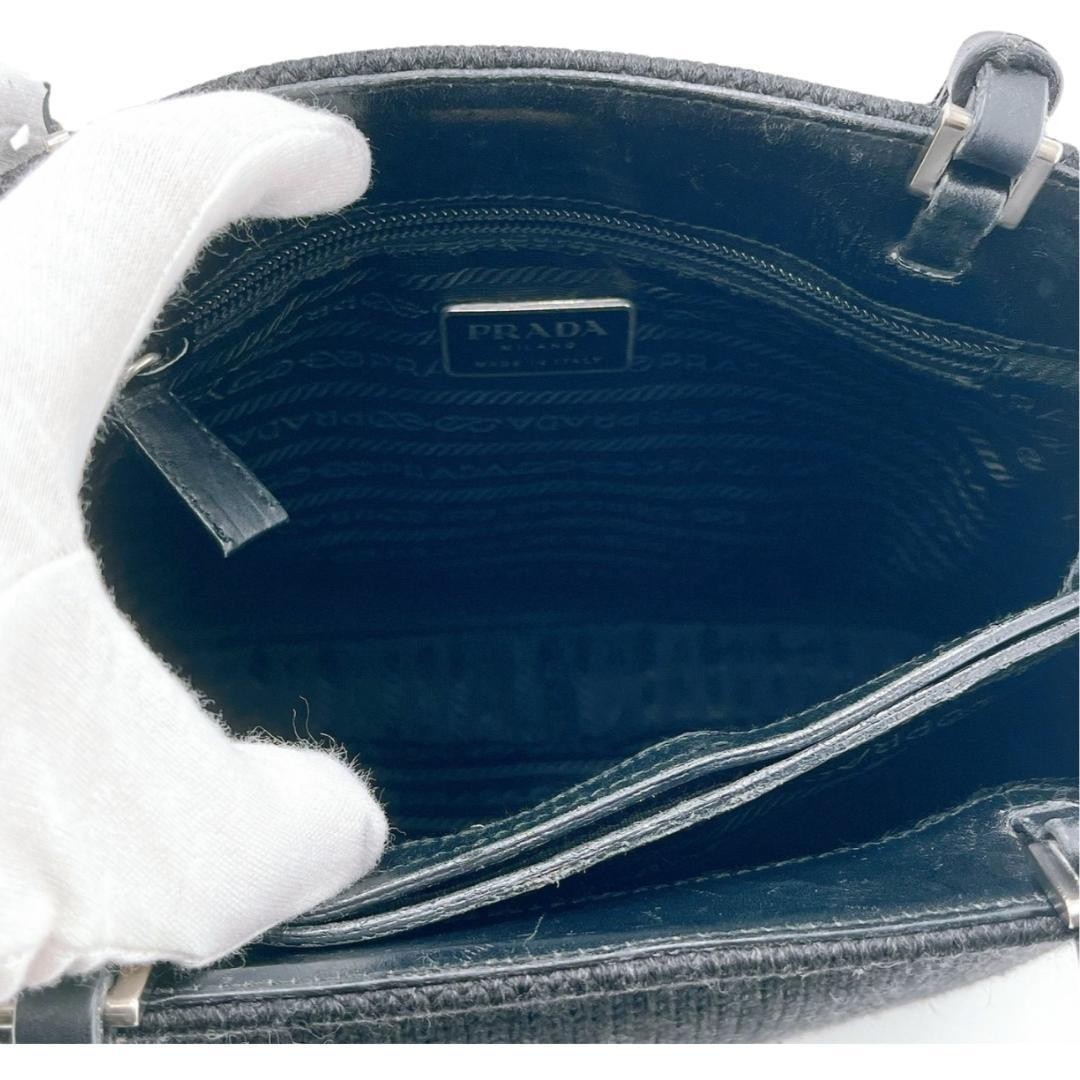 PRADA Wool Tote Bag Vintage Black Triangle Logo thumbnail 8