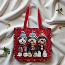 Schnauzer Quilted Tote Bag Cute Puppy Dog Lover Shoulder Handbag Gift Pet Moms 