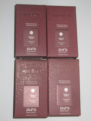 4x Pura Smart Scent Tinsel & Spice Capri Blue Home Fragrance Refill