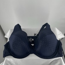Catherine's bra 52 C navy blue polka dot plus size plunge underwire
