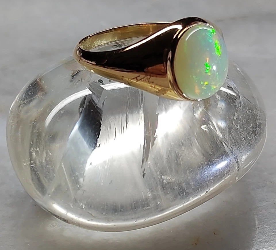 OPAL Ring Gr.20 (ca63) 925 Sterling Silberring Vergoldet Oval Cabochon 8 x10 mm - Bild 2 von 4