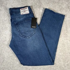 NWT True Religion Men's 32x34 Medium Wash Ricky Relaxed Straight Fit Jeans $199