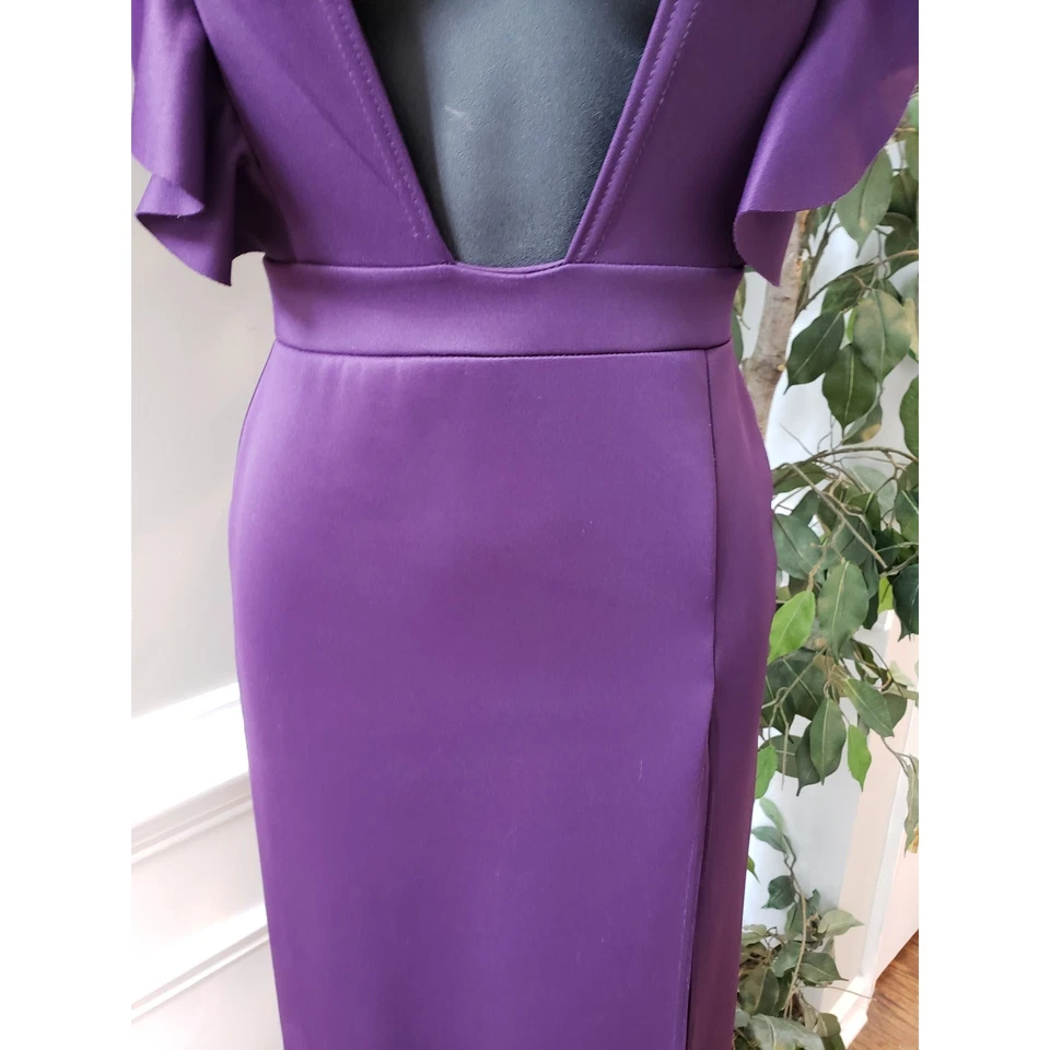 Nasty Gal платье женщин США 2 фиолетовый погружения макси платье оборки рукав официальный - Изображение 4 из 4