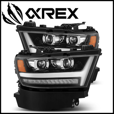 AlphaRex 880513 Jet Black PRO Halogen Projector Headlights fit 2019-24 Ram 1500