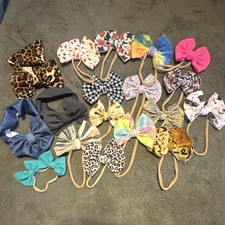 Lot of 16 Multicolor Fabric Bow Headbands for Baby Toddler