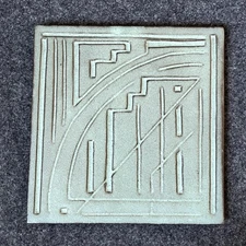 Handmade Ceramic Trivet Tile Modern Abstract Green *READ
