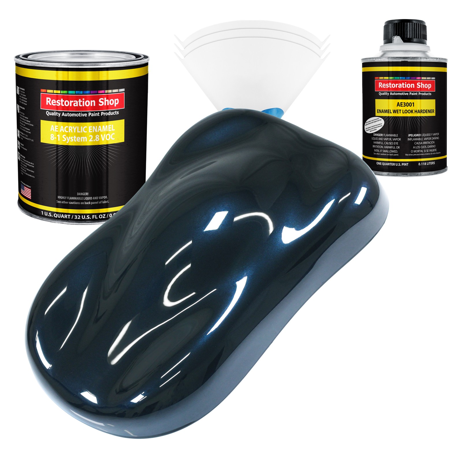 Restoration Shop Dark Midnight Blue Pearl Acrylic Enamel Auto Paint Quart Kit