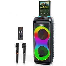 Bluetooth Karaoke Speaker with 2 Wireless Microphones   40W Portable PA Syste...