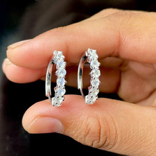 Natural Moonstone Hoop Earring 925 Sterling Silver Earring Gifts For Her