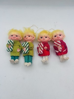 Vintage Pixie Elf Japan 1950 s Set If 4 Christmas ornaments