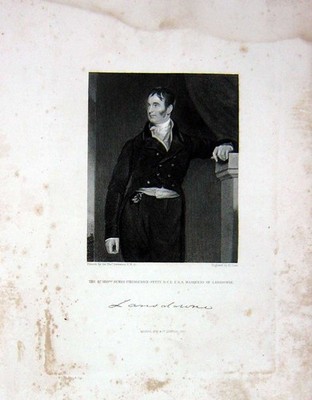 Original Old Antique Print Marquess Lansdowne C1840 Portrait Henry Fitzmaurice