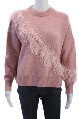 Cinq à Sept Unisex Pink Bird Crew Neck Pullover Sweater Size XS