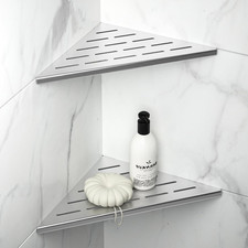 10'' Corner Shower Shelf 2PCS, 304 Stainless Steel Grout in Shelves for Tiled Wa