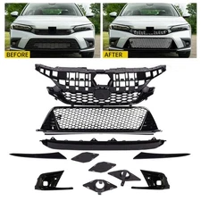 Fit Honda Civic Sedan 2022-2023 Front Bumper Grille&Foglight Cover W/Radar Hole