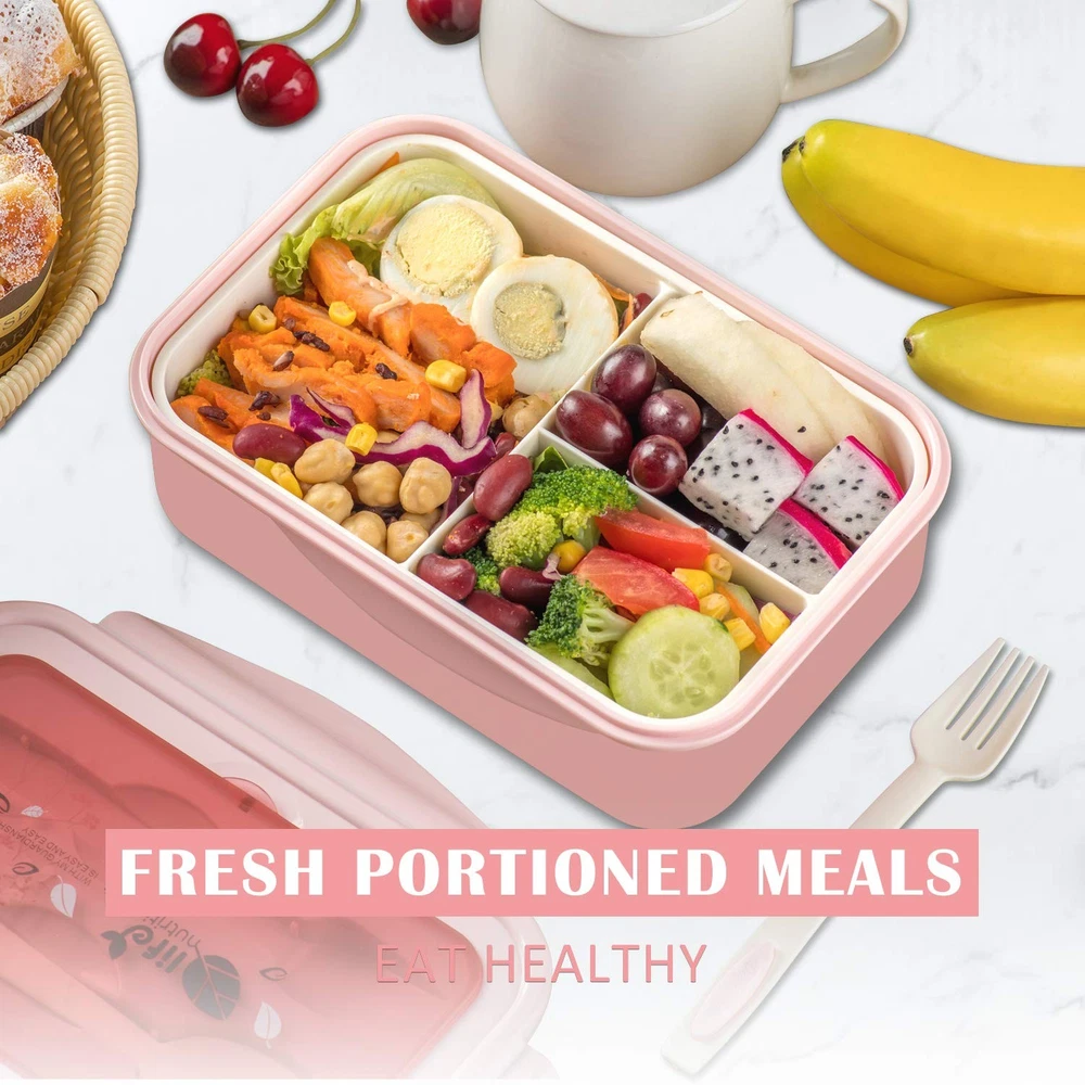 Adult & Kids Bento Lunch Box - 1100ML Leak-Proof Container with Spoon