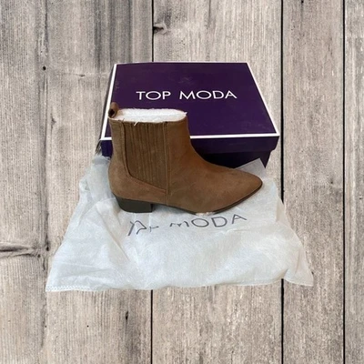 Top Moda Hyde Block Ankle Bootie in Taupe Su 5.5 - Image 1 of 2