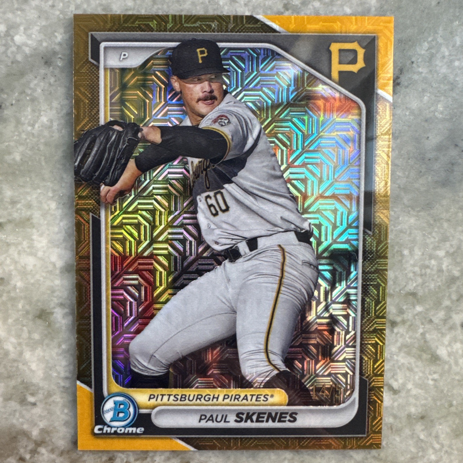 Paul Skenes 2024 Bowman Chrome Mega Mojo Gold Refractor RC /50 #BCP-125 Pirates