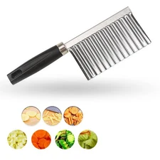 Crinkle Cutter French Fry Cutter Stainless Steel Slicer Chopper Tool with Handle