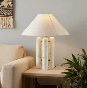 Américaine de style tissu Shade marbre lampe de table côté lit Bureau lumière maison Décor