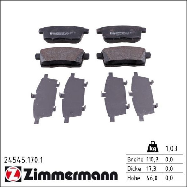 Zimmermann 24545.170.1 Bremsbelagsatz FüR Mazda CX 9 CX 7 ER TB-image