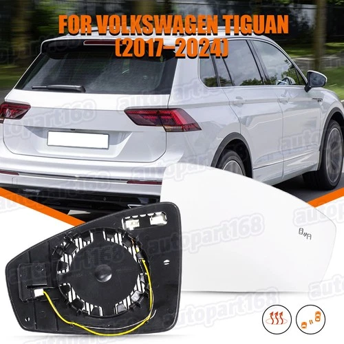 For Volkswagen Tiguan 18-23 RH passenger Side blind spot Heated Mirror Glass New