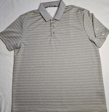 Mens Brady Short Sleeve Gray and White Striped Polo Shirt Size XL
