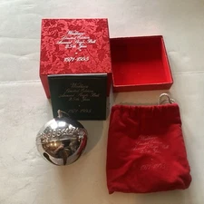 Wallace Sleigh Bell 1995 Christmas Ornament Silver Plate 25th Year CIB 1971-1995