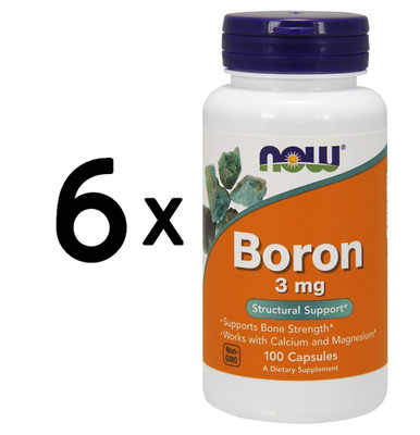 6 x NOW Foods Boron, 3mg - 100 caps (137,46 EUR/kg)