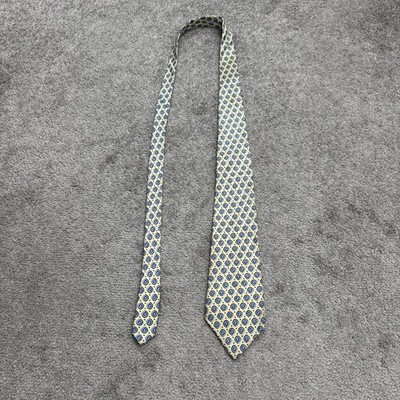 Guy Laroche Vintage 80's Silk Necktie Mens Yellow Blue Geometric Swirl Print