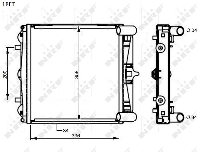 Left NRF 59130 Radiator, engine cooling for PORSCHE