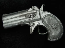 PJ07135 VINTAGE 1970s CUT-OUT **DERRINGER DOUBLE BARREL PISTOL** BERGAMOT BUCKLE