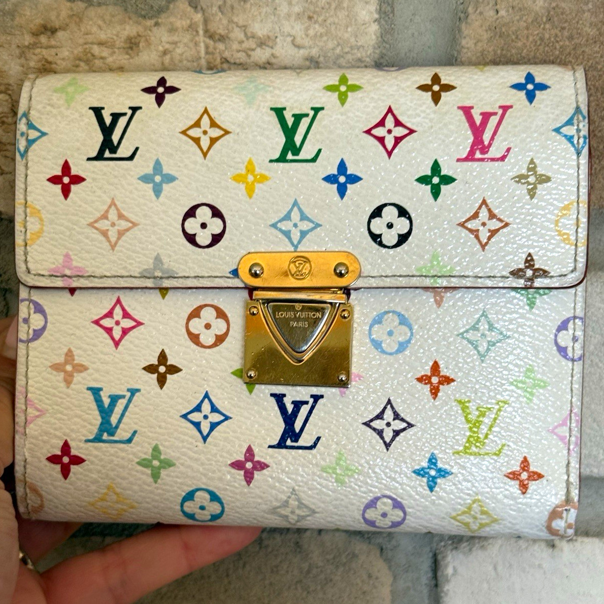 Authentic Louis Vuitton Multicolor Monogram Wallet w/ Zip Coin Pocket Card Slots