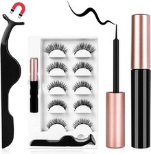 AOMIG Magnetic Eyelashes with Eyeliner Kit, 5 Pairs Natural Look False Eyelashes