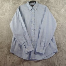 Chaps Ralph Lauren Mens Sz 17 34/35 Blue Oxford Button Down Shirt Preppy Classic