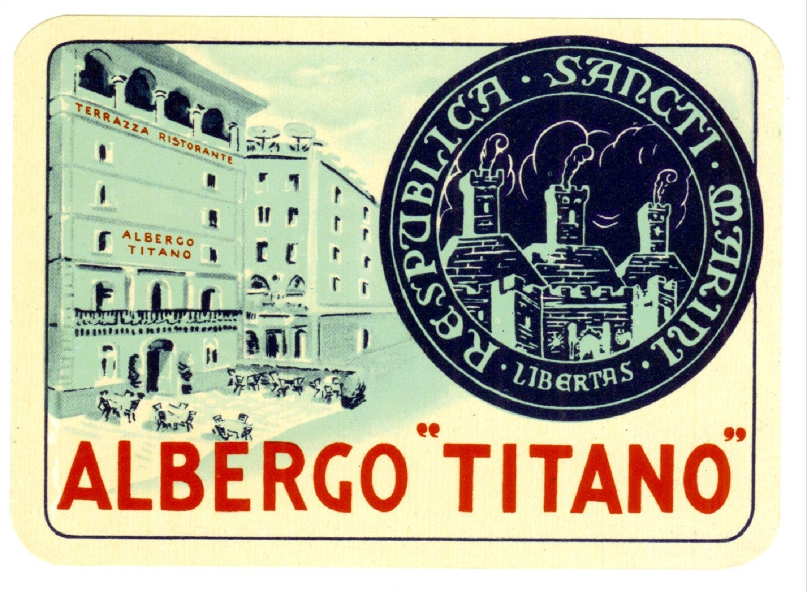 Luggage Tag For San Marino Hotel Albergo Titano SB-image