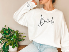 Personalised Bride Heart Sleeve Sweatshirt Est Jumper Bride To Be