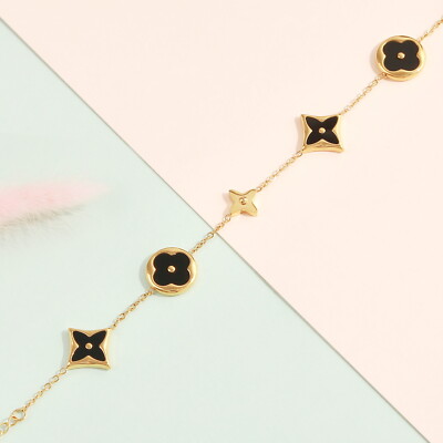 18K Gold Plated Bracelet Clover Lucky Charms Jewelry Gift for Women Girl Mother