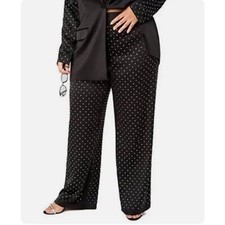 DANIELLE BERNSTEIN NWT Black Rhinestone Studded Wide Leg Pants 10