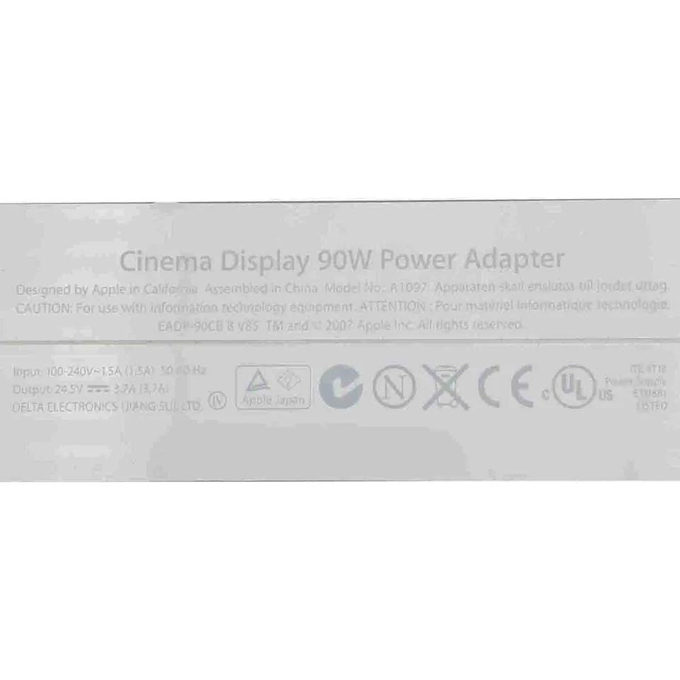 Original Apple A1082 23" HD Cinema Display 90W Adapter Power Supply A1097 w/PC - Image 2 of 4