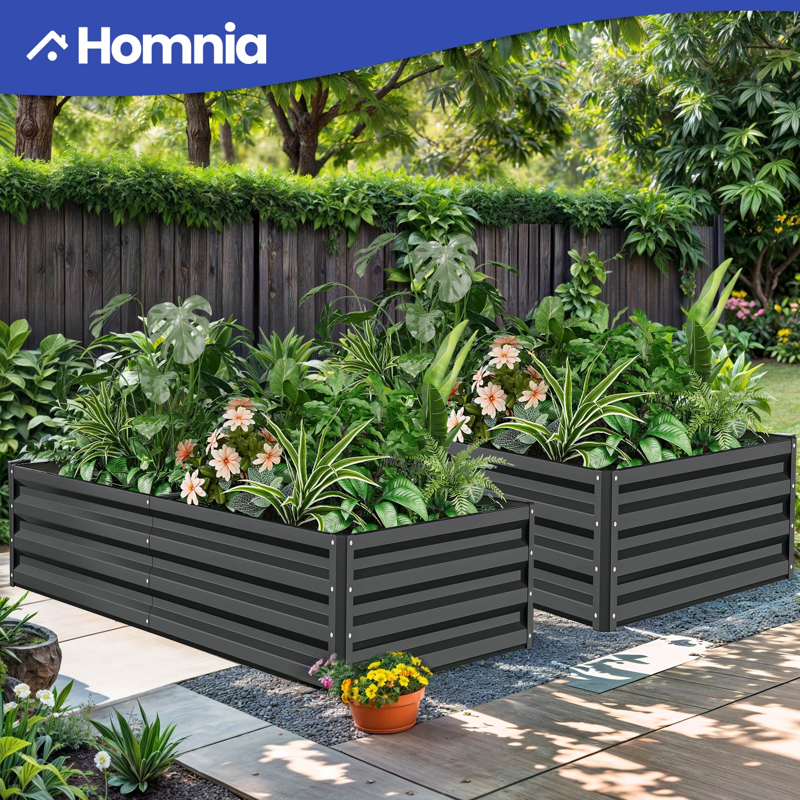 8x4x1ft Portable Raised Metal Garden Bed 2-Pack Black Planter Box Outdoor