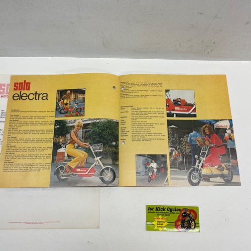 VINTAGE 1976 SOLO ELECTRA MOTOR SCOOTER DEALER LETTER & BROCHURE - Picture 2 of 3