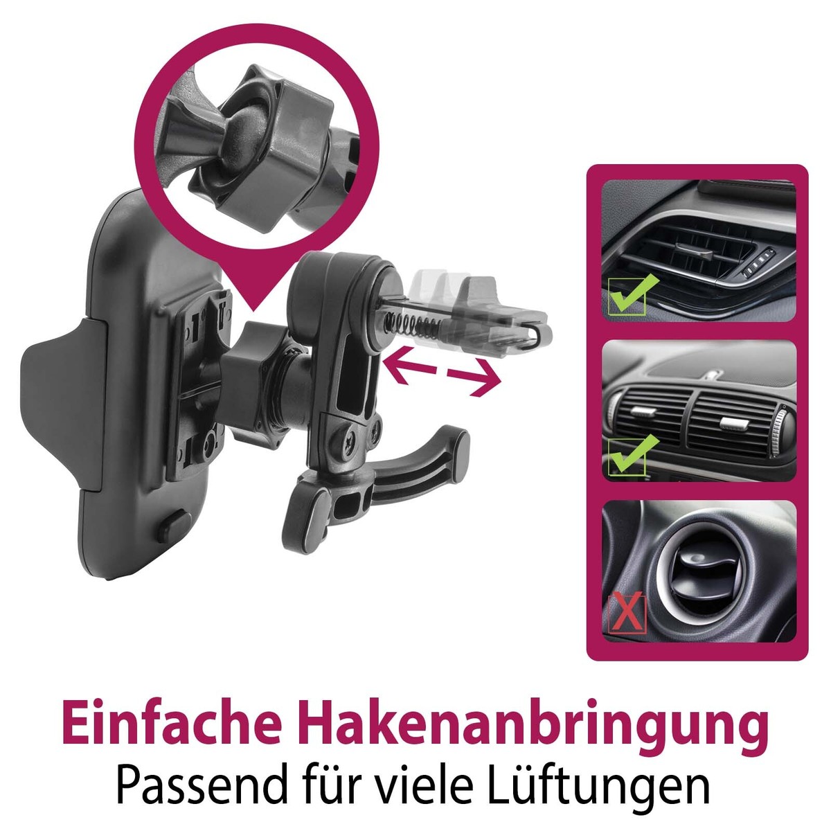 Supporto Telefono Auto Supporto Per Auto Da Ventilazione Universale Per Huawei - Regolabile A 360°, Compatibile Con P40, P30, P20 Lite, P10, P9 E Altri Supporto Universale Per Huawei - Foto 10